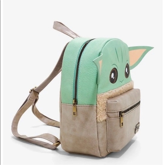 Star Wars Kids Backpack - Green and Beige Baby Yoda Like new - Picture 2 of 7